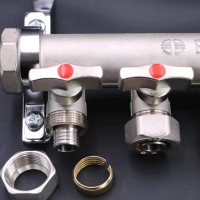 9URT批发佛山地暖分水器铜1寸主体 20分支口分水器家装地暖管集水