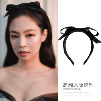 Jennie金智妮同款黑色蝴蝶結髮箍女高級感壓發頭箍女百搭氣質頭飾