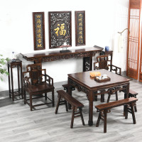 批发农村翘头供桌八仙桌组合中式实木中堂六件套榆木堂屋条几香案