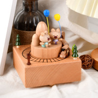 新款小火车八音盒治愈圣诞男女孩宝宝生日礼物天空之城木质音乐盒