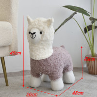 羊驼坐凳家用凳子儿童板凳成人可坐布艺矮凳小板凳网红动物凳子换