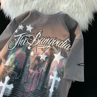 oldschool西海岸小眾復古個性潮流印花oversize歐美街頭短袖t恤夏