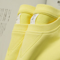 色彩治癒風 檸檬黃320g鵝黃色奶黃色衛衣女淡黃色毛圈布長袖男秋