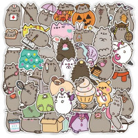 50 шт., наклейки Pusheen, Мультяшные аниме наклейки «сделай сам» для телефона, наклейки для ноутбука, наклейки для автомобиля, детские подарки на день рождения, Рождество, игрушки