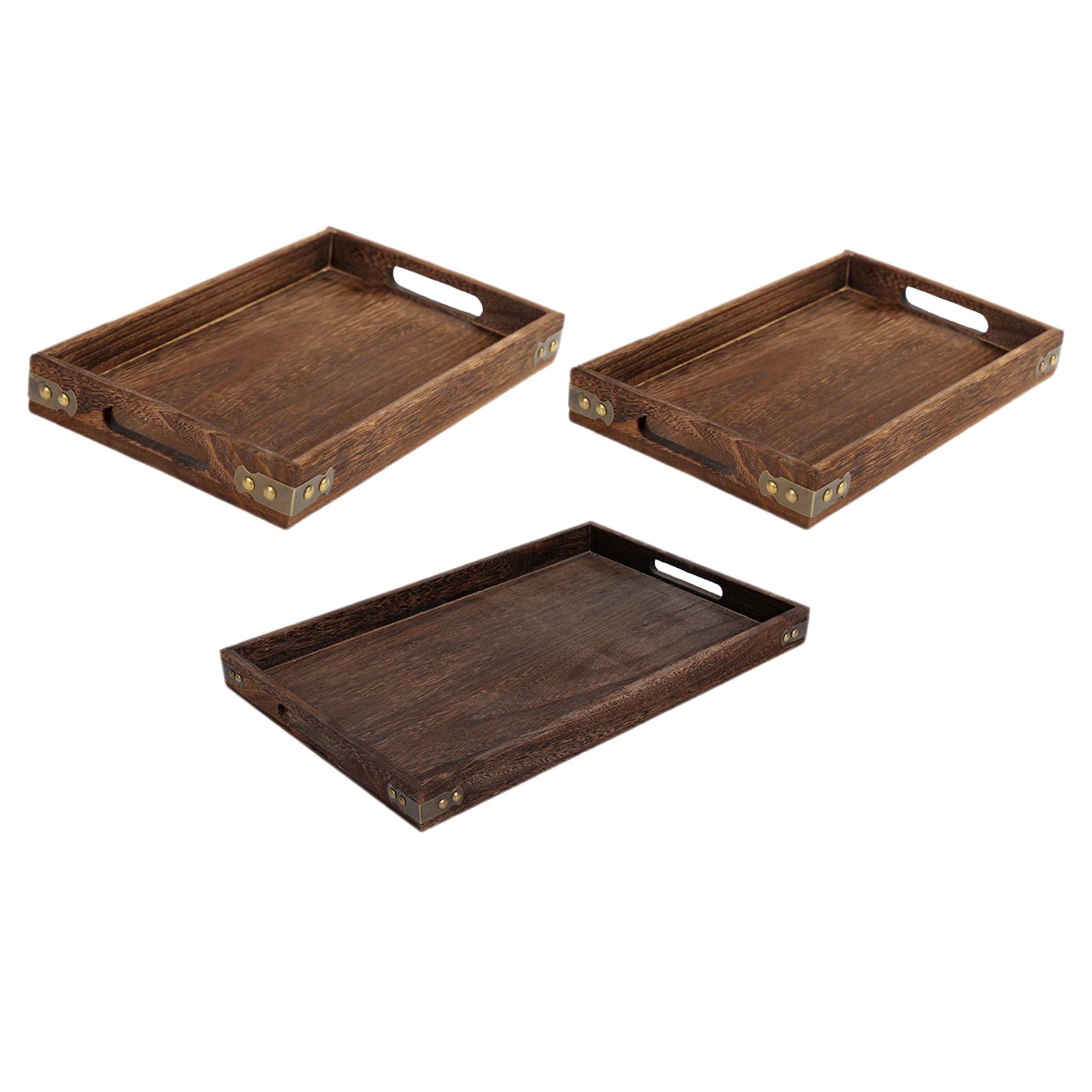 Multipurpose Wooden Serving Tray Tea Cup Tray Accessories Fruit simple to Clean and Maintain Food Storage Tray with Handle