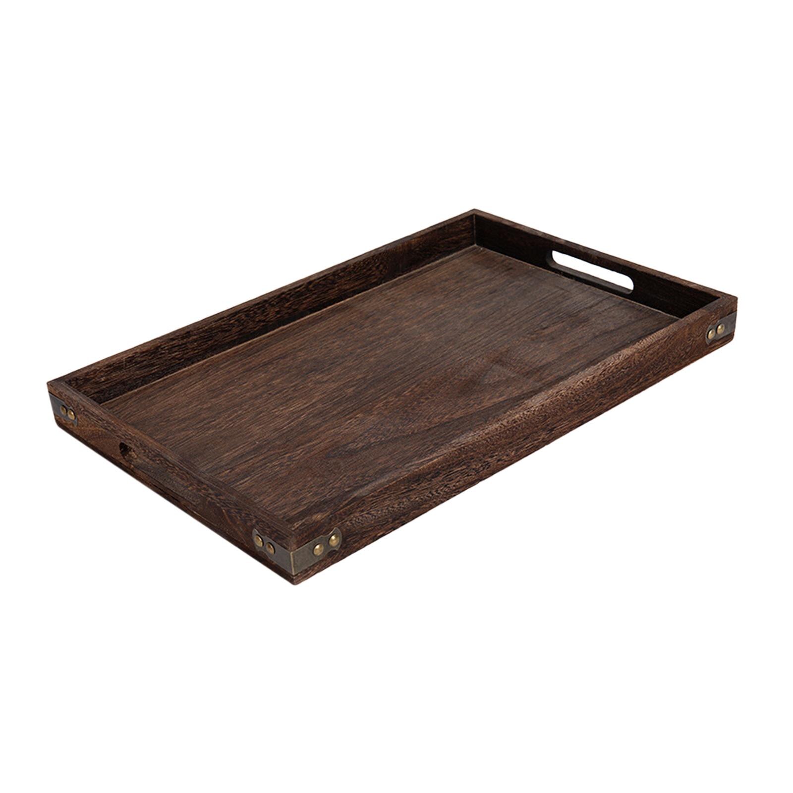 Multipurpose Wooden Serving Tray Tea Cup Tray Accessories Fruit simple to Clean and Maintain Food Storage Tray with Handle