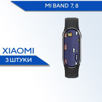 Защитная гидрогелевая пленка для смарт часов Xiaomi Mi Band 7, 8 (3 штуки) / Противоударная глянцевая гидропленка для Ксяоми Ми Бэнд 7, 8 / Самовосстанавливающаяся гелевая бронепленка