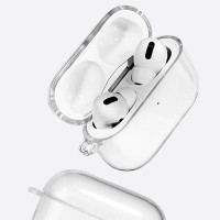 Силиконовый чехол (футляр) для наушников AirPods Pro 2 / Чехол на Аirpods Pro 2 с карабином / Кейс для Эпл Аирподс Про 2, цвет прозрачный