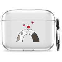 Силиконовый чехол для беспроводных наушников Mcover Apple AirPods Pro, с карабином, принт Лапки с сердцем