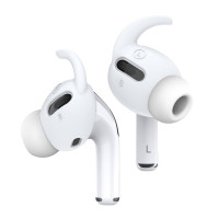 Амбушюры Elago Earbuds на беспроводные наушники Apple Airpods Pro / для Эпл Аирподс Про силиконовые 4 пары, с чехлом, с карабином, светящиеся в темноте, белые/голубые