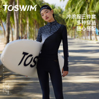 TOSWIM衝浪潛水服套裝女士兩件式長袖長褲防曬速乾新款泳衣遮肚顯瘦