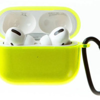 Чехол для AirPods Pro Жёлтый прозрачный с карабином