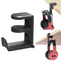 Игровая гарнитура для ПК Держатель крючка для наушников Крепление-вешалка с регулируемым и вращающимся рычажным зажимом под дизайном стола