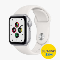 Cиликоновый ремешок для Apple Watch 38 40 41 мм, размер S/M, series 1-8 (для эпл вотч), белый, Bandside