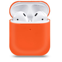 Ультратонкий силиконовый чехол для наушников Apple AirPods 1, 2 / кейс для наушников / оранжевый