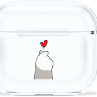 Силиконовый чехол для беспроводных наушников Mcover Apple AirPods 3, с карабином, принт Лапка с сердцем