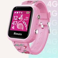 Умные часы для детей Aimoto Pro 4G Фламинго / детские смарт часы с GPS геолокацией / умные часы телефон / звонки на разрешенные номера / антиспам / обратный звонок / будильник / камера / кнопка SOS / собственная SIM-карта / батарея 750 мАч
