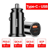 Автомобильное USB-зарядное устройство Baseus Quick Charge 4.0 QC4.0 QC3.0 QC3.0 QC SCP 5A PD Type C 30 Вт
