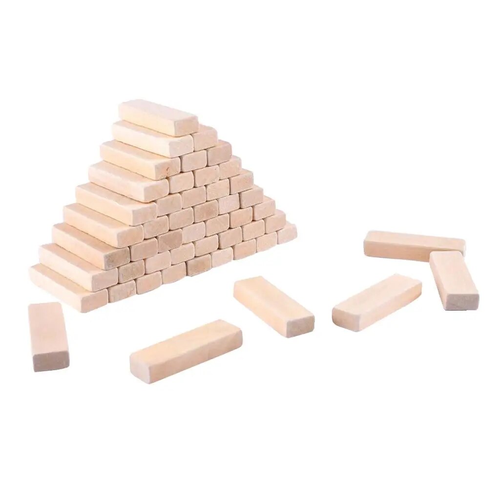 50 Pieces Wooden Dominoes Rectangular Wooden Blocks for Crafts
