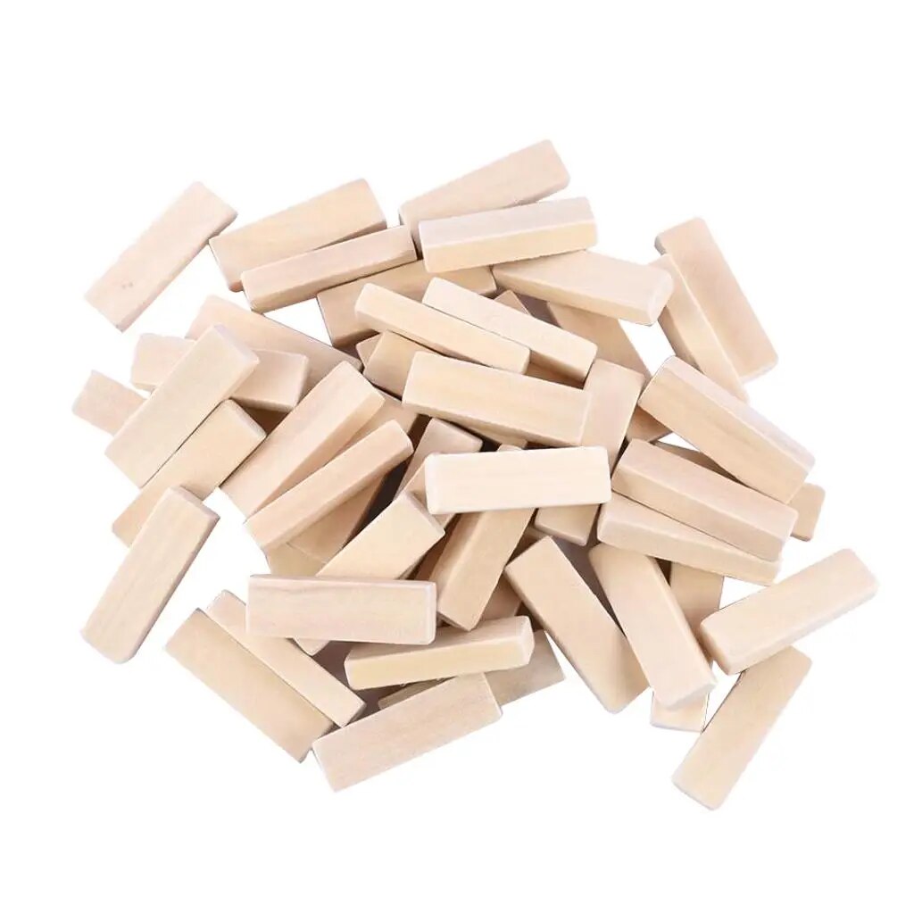 50 Pieces Wooden Dominoes Rectangular Wooden Blocks for Crafts