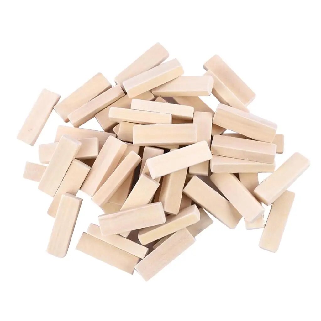 50 Pieces Wooden Dominoes Rectangular Wooden Blocks for Crafts