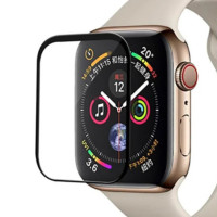 Защитная пленка для часов Apple Watch Series 7 45 mm полное покрытие / гибкая пленка на весь экран на Эпл Вотч 7 серии 45 мм прозрачная с черной рамкой