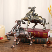 中式古典古铜色骏马烟灰缸 轻奢家用客厅装饰烟灰缸 烟灰缸工艺品