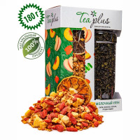 Чай TEA PLUS, Чай зеленый Молочный Улун Milk oolong с добавками натуральных ягод и фруктов, 180 гр./Чай с фруктами