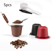 5 шт. многоразовые совместимые капсулы для кофемашины Nespresso многоразовый фильтр для кофе с 1 ложкой 1 щеткой кухонные инструменты