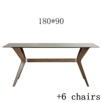 Минималистический стол, роскошная серая каменная тарелка, прямоугольная домашняя маленькая семейная тарелка из массива дерева, сочетание стола и стула