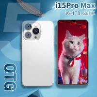 Смартфон I15 Pro Max ,  Android 13,две SIM-карты,6.8-дюймовый HD-дисплей, 7800mah, 48MP+108MP, поддерживает русский язык+наушников 16/1 ТБ, белый