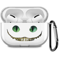 Прозрачный чехол для наушников AirPods Pro / на АирПодс Про силиконовый с 3D принтом "Cheshire Cat"