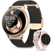DekeFit Женские Умные Часы с Bluetooth Calling, 1.32" HD Smart Watch, 2 Ремешка, Женские функции, Мониторинг Пульса, SpO2, Калорий и Сна, для Android iOS