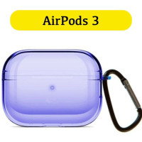Чехол для AirPods 3 с карабином, фиолетовый полупрозрачный