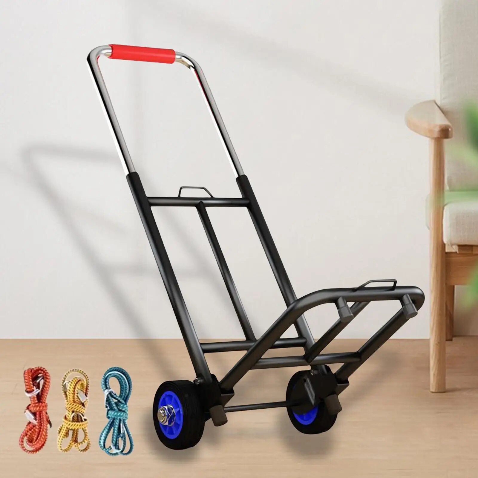 Foldable Hand Truck Dolly Adjustable Handle Trolley Cart Retractable 22.8inch-36.2inch for Travelers Portable Collapsible Dolly