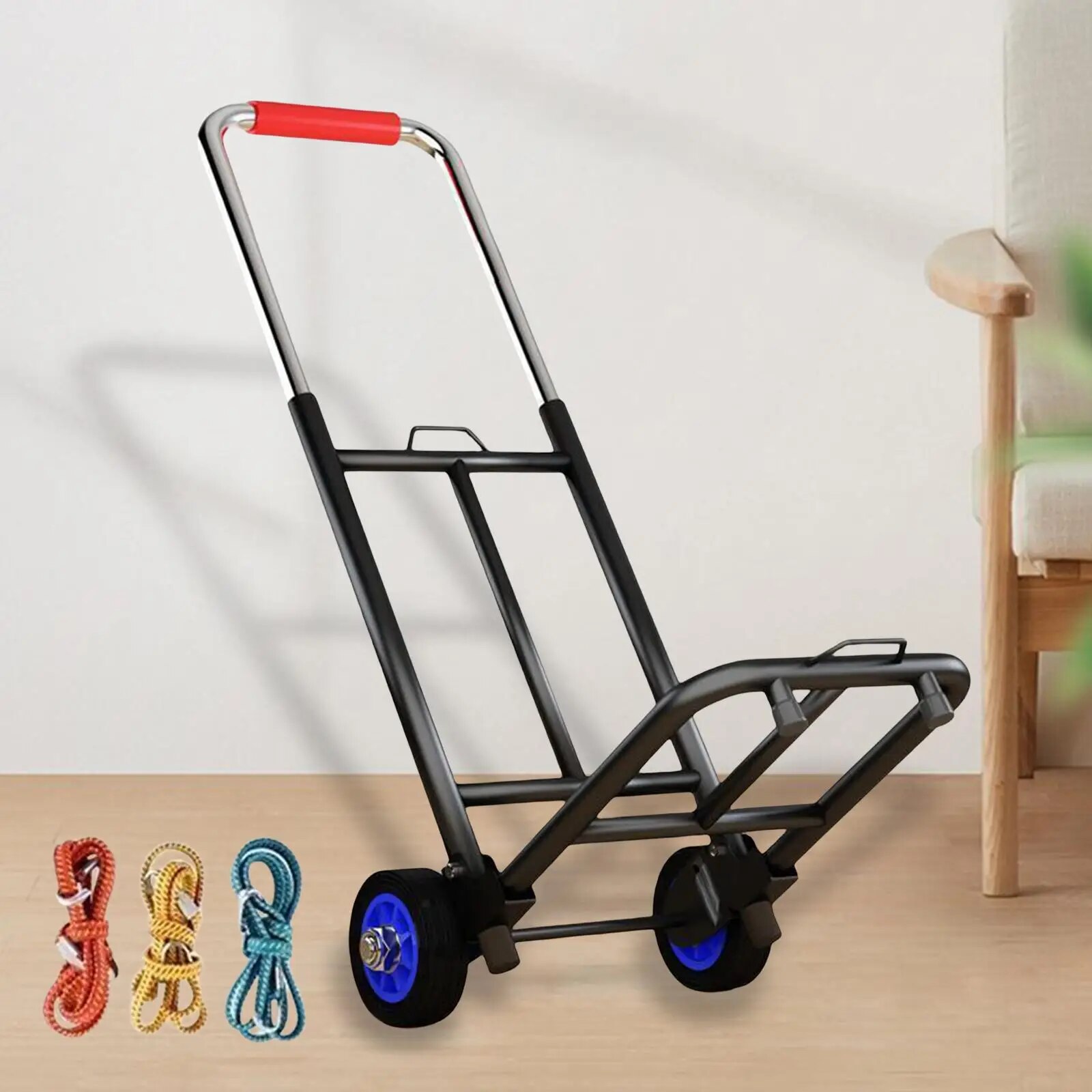 Foldable Hand Truck Dolly Adjustable Handle Trolley Cart Retractable 22.8inch-36.2inch for Travelers Portable Collapsible Dolly