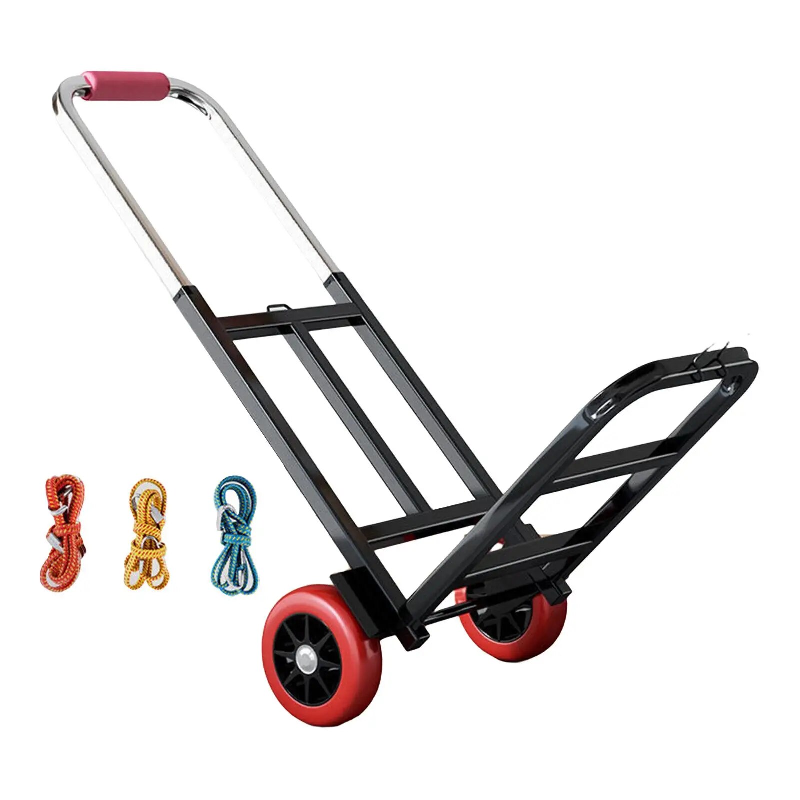 Folding Hand Truck Lightweight Multi Purpose Luggage Trolley Cart Max 70kg/154lbs for Carrying Grocery Travel Shopping Outdoor