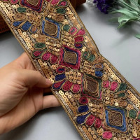 Кружевная лента с блестками, 105 мм, 2 ярда