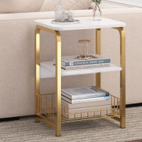 Современный минималистичный прочный трехслойный стол для хранения с белым мраморным диваном