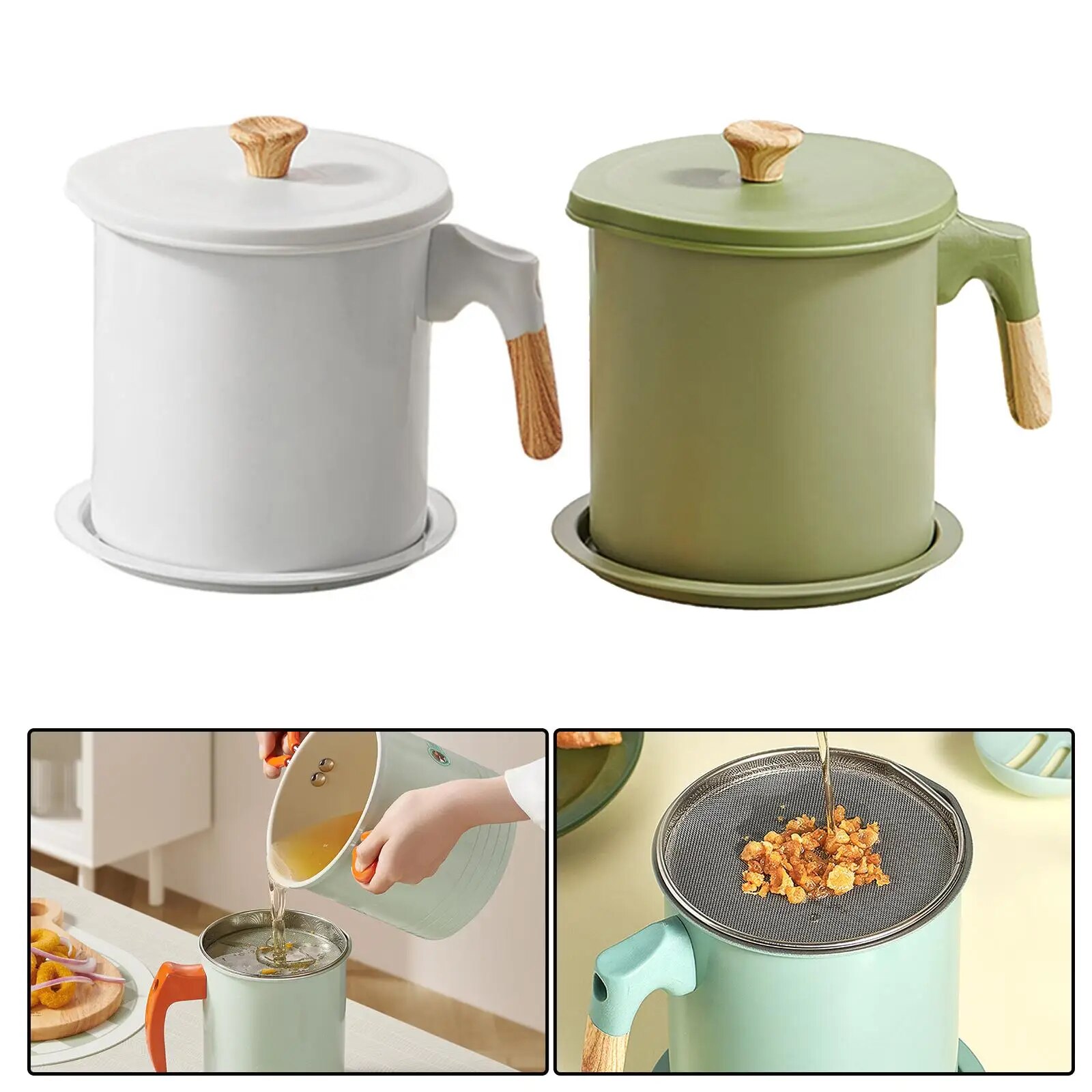 Small Deep Fryer Pot with Strainer Oil Saving Nonstick Heightened .4L Cooking Fryer Frying Home French Fries Chicken