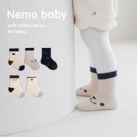 婴儿袜子秋冬新品松口宝宝袜子可爱卡通条纹男童女童儿童中筒棉袜