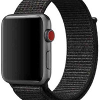 Нейлоновый ремешок для умных смарт часов  Apple Watch series 1-7 SE 42-44-45 mm  / Черный с бордовыми крапинками.