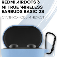 Силиконовый чехол для наушников Xiaomi Redmi AirDots 3 и Mi TWS Earbuds Basic 2S (Сяоми Редми Аирдотс 3, Еарбудс Басик 2С), бренд КАРТОФАН, голубой