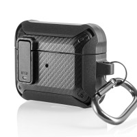 Чехол для наушников Apple Airpods 3 противоударный с усиленной защитой карбон черный