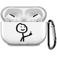 Силиконовый прозрачный чехол для наушников AirPods Pro (на АирПодс Про) с 3D принтом "Fck"