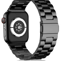 Блочный металлический ремешок для смарт часов Apple Watch 42mm / 44mm / 45mm / 49mm Series 1-8 , SE и Ultra ( блочный браслет для Эпл Вотч Серии 1 - 8 , СЕ и Ультра 42мм , 44мм , 45мм , 49мм ) Черный