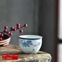 120 мл китайская сине-белая фарфоровая чашка для чая ручная роспись Лотос мастер чашка фарфоровая чайная чаша аксессуары для традиционного чая