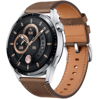 Умные часы HUAWEI GT 3 JPT-B29 Stainless Steel / Brown Leather, Коричневый