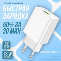 Зарядное устройство для телефона, Charger USB 18W (адаптер для зарядки, блок питания usb)