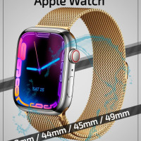 Ремешок миланская петля для Apple Watch 42мм / 44мм / 45мм / 49мм металлический на магните золотой